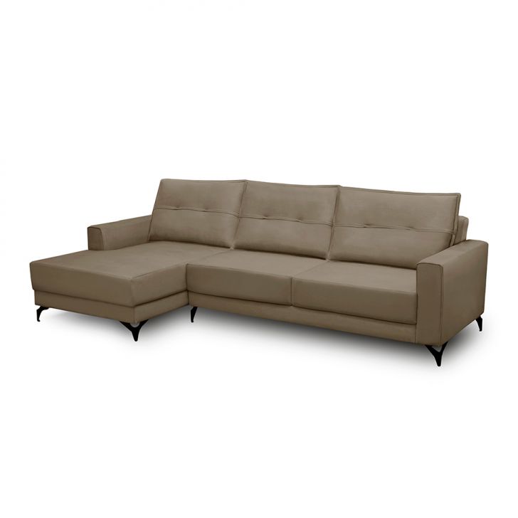 Image of Sofá 4 Lugares Heros Com Chaise Esquerdo Veludo Castor PLA-FE691UP74DZPMOB