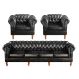 Sofá 4 Lugares Bipartido E 2 Poltronas Chesterfield Capitonê Dom Pedro - Couríssimo Preto