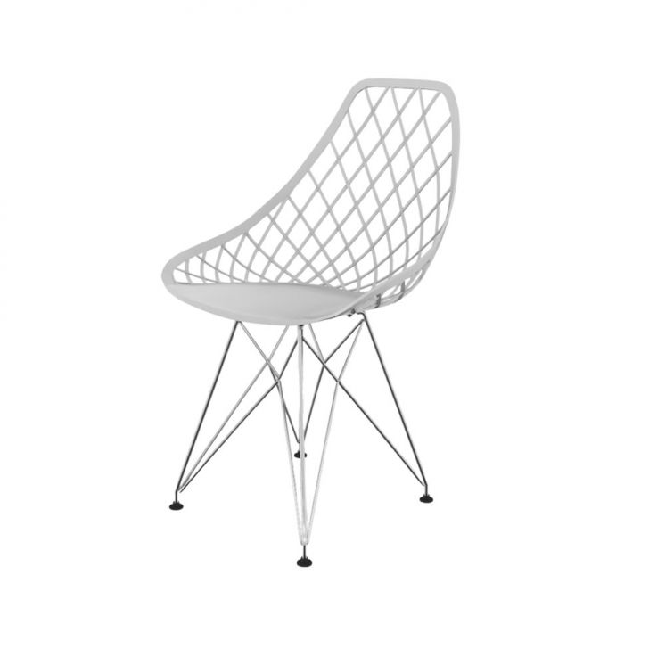 Cadeira Kayla Eiffel Branca e Cromada