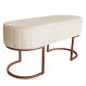 Banco | Banqueta Recamier Estofado Luana Base Bronze Veludo Bege - Montanaris Decor