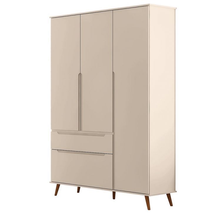 Guarda Roupa Infantil Retrô Melinda 3 Portas e 2 Gavetas Off White - Phoenix Baby