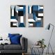 Quadro Abstração em Azul 122x86 2-86x60 Filete Marfim