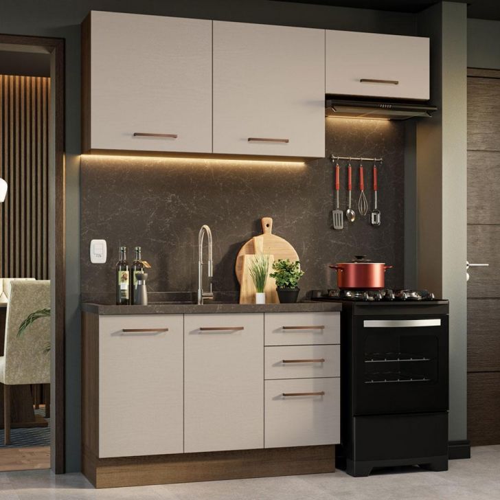 Armário de Cozinha Compacta 180cm Rustic/Crema Agata Madesa 09