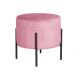 Puff Banqueta Redondo Decorativo Carol Braço De Ferro Preto - Suede Rosa