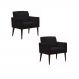 Kit 02 Poltronas Decorativas Emília Pés Palito Suede Preto - DS Móveis