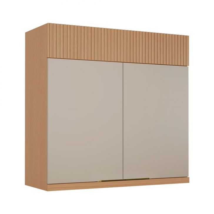 Armário Aéreo Realeza Premium 2 Portas Carvalho e Greige