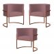 Kit 3 Poltronas Decorativa Luana Base Bronze Veludo Rosê - Montanaris Decor
