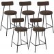 Kit 05 Banquetas Baixa Bar Cozinha Sala De Jantar Em Aço Milão L02 Suede Marrom - Lyam Decor