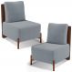 Kit 02 Poltronas Decorativas Sala de Estar Living Hungria L02 Couríssimo Marrom Bouclê Cinza - Lyam