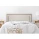 Cabeceira King Estofada Para Cama Box 193cm x 60cm Reta Luxo Dupla - Courino Off White com Tachas Fumê