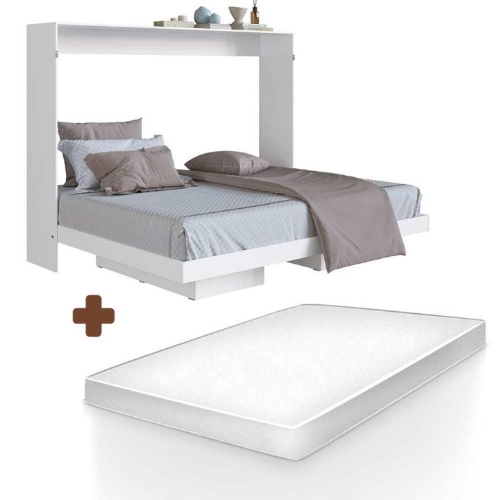 Cama De Casal Dobrável Que Vira 4 Nichos Branco Com Colchão Halis Shop Jm