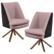 Kit 02 Poltronas Decorativa Base Giratória Pérsia D02 Veludo Rosê C-305 Corano Preto B-97 - Lyam Decor