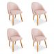 Kit 04 Cadeiras Jantar Bela Suede Rosa Bebê Pés Palito Castanho - Pallazio