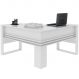 Mesa de Canto para Escritório em L Angular Detalhe Ripado Branco