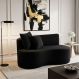 Sofá Decorativo Curvo Orgânico Nature Gaia Suede Preto - Montanaris Decor