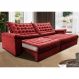 Sofá Retrátil e Reclinável 2,75m Molas Ensacadas Cama inBox Big Space com Bordado Velusoft Vermelho