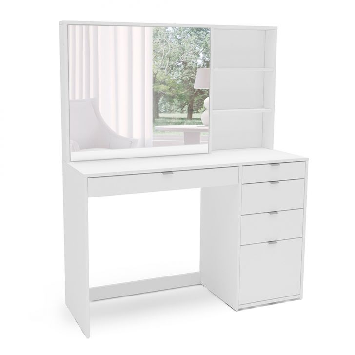 Penteadeira com Espelho Blum 5 Gavetas Branca