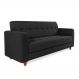 Sofá 03 Lugares Arezzo Suede Preto Pés Chanfrado Castanho - D'Rossi