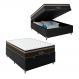 Cama Box Baú Viúva + Colchão Paris Molas Ensacadas Pocket - 66x128x188cm - Couro Preto