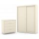 Jogo de Quarto Infantil com Guarda Roupa 2 Portas de Correr e Cômoda 4 Gavetas Tutto New Off White - Matic Móveis 