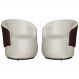 Kit 02 Poltronas Orgânica Decorativa Beatriz Veludo Bege/PU Marrom - Montanaris Decor