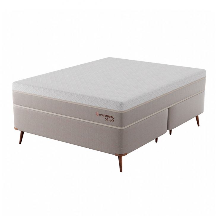 Cama Box Com Colchão King Soft Gold Molas Ensacadas (28x193x203) Bege