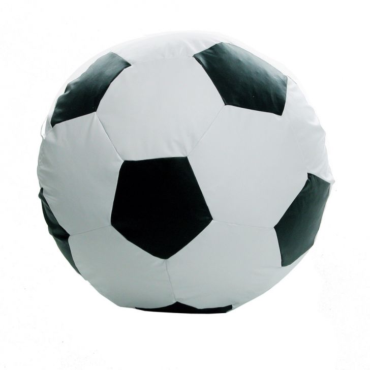 Puff Ball Futebol Infantil Corino Branco E Preto