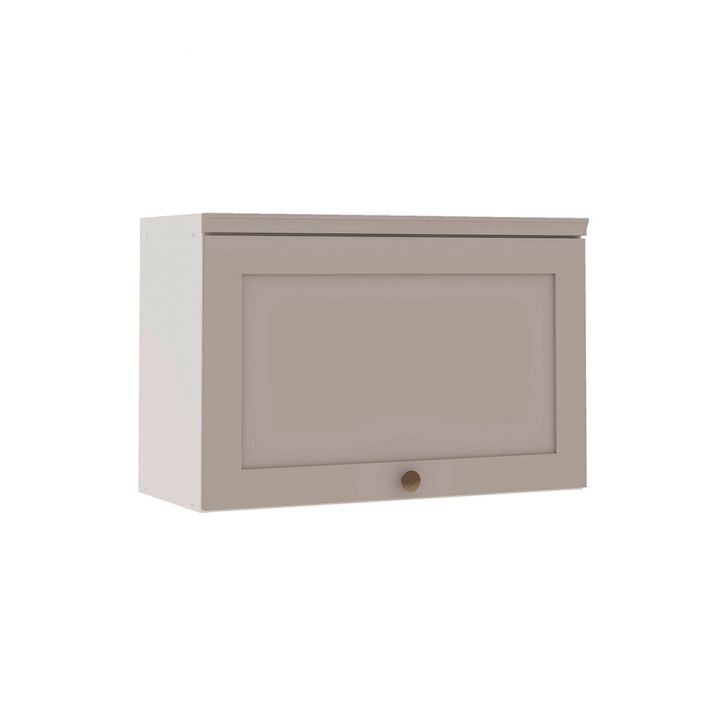 Armário Aéreo Iluminata 1 Porta Branco e Fendi 70 cm