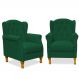 Kit 02 Poltronas Decorativas Para Sala de Estar Yara P02 Suede Verde Musgo - Lyam Decor