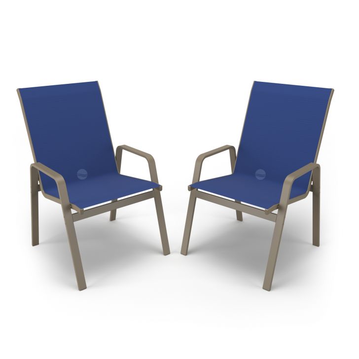 kit 2 Cadeiras Riviera Piscina  Alumínio Fendi Tela Azul