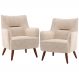 Kit 02 Poltronas Decorativa Fixa Pés de Madeira Isabella D02 Veludo Bege C-309 - Lyam Decor