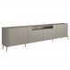Rack Para Sala de Estar TV 85 Pol 4 Portas Pés Industrial Dourado Alef I03 Grigio - Lyam Decor