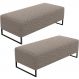 Kit 02 Puffs Decorativo Sala de Estar Bali W01 Base Ferro 120x50 cm Bouclê Bege - Lyam Decor