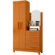 Guarda-Roupa Solteiro com Cômoda Capri 2 Portas Cinamomo