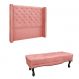 Conjunto de Cabeceira Casal com Recamier Vicenza Veludo Rosa