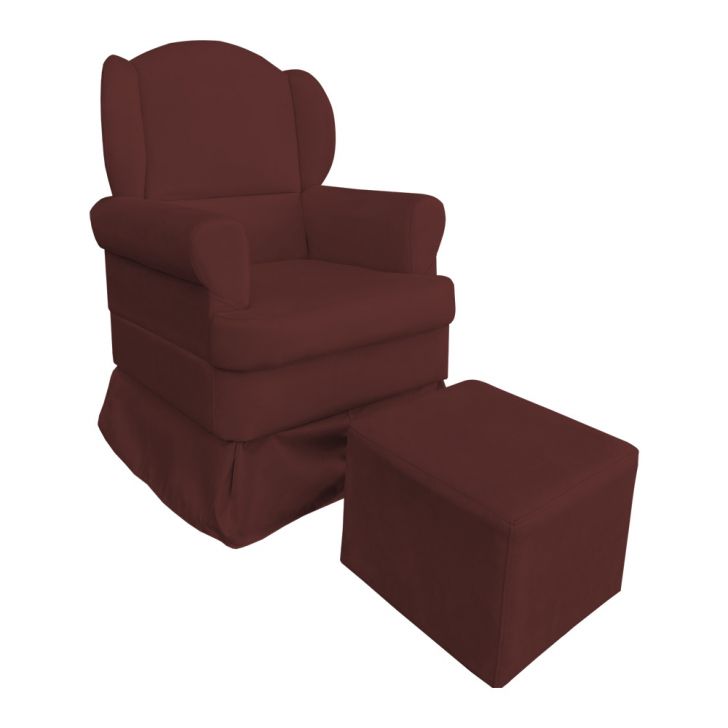 Poltrona de Amamentação com Puff Serena Suede Marsala - Pallazio
