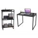 Conjunto Escritório Estilo Industrial Mesa 90cm e Estante 60cm 3 Prateleiras Prisma C08 Preto Onix - Mpozenato
