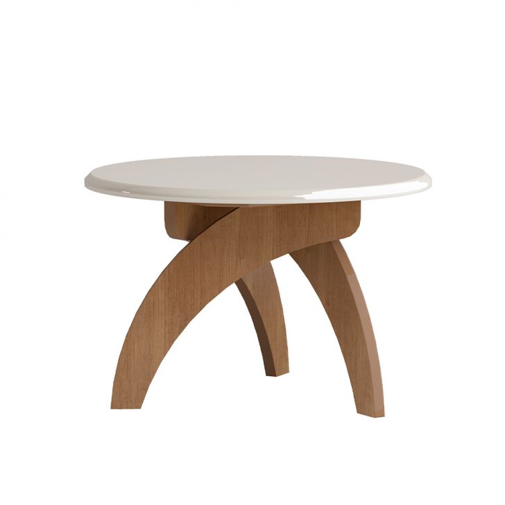 Mesa Lateral Redonda Jade Cinamomo e Off White 47 cm