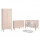 Dormitório Completo Infantil Theo 2 Portas, Cômoda 6 Gavetas, Berço Rosa Fosco com Pés Madeira Natural e Colchão D18 - Reller Móveis