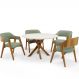 Mesa De Jantar Redonda Cora 120cm Off White M04 com 04 Cadeiras Living Suran Bouclê Oliva - Lyam