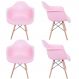 Kit 04 Cadeiras Melbourne Eiffel Charles Eames Base Madeira - Rosa - D'Rossi