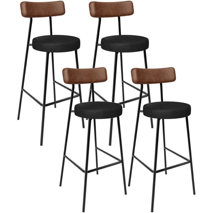 Kit 04 Banquetas Alta Bar Cozinha Sala De Jantar Milão L02 Couríssimo Marrom Preto - Lyam Decor