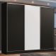 Guarda Roupa Casal 100% MDF Madesa Zurique 3 Portas de Correr - Preto/Preto/Branco