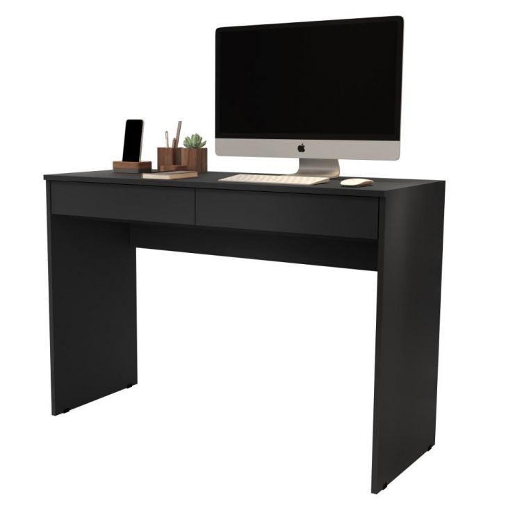 Mesa Para Computador PC Escrivaninha Home Office 2 Gavetas Multiuso Mesinha Estudo Trabalho Canto Escritório Quarto Basic - Preto - RPM