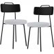 Kit 02 Cadeiras Decorativa Estofada Sala Jantar Barcelona L02 Couríssimo Preto Linho Cinza - Lyam
