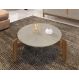 Mesa de Centro Circular para Sala de Estar Lizz Off-White/Cedro