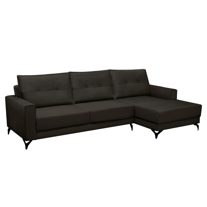 Image of Sofá 5 Lugares Heros Com Chaise Direito Veludo Marrom PLA-FE691UP64DZZMOB