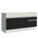 Balcão de Pia Armário de Cozinha 150 cm 2 Portas e 2 Gavetas (Sem Tampo e Pia) Branco/Preto Glamy Madesa
