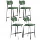 Kit 04 Banquetas Alta Bar Cozinha Sala De Jantar Preto Elira L02 Couríssimo Verde - Lyam Decor