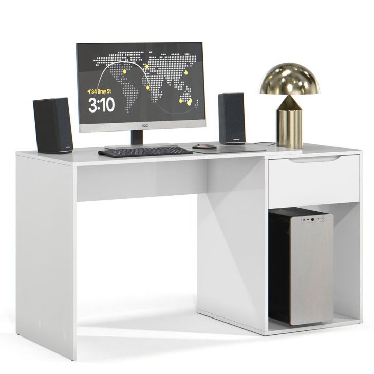 Mesa Escrivaninha 1 Gaveta com Suporte para CPU Flop Branco